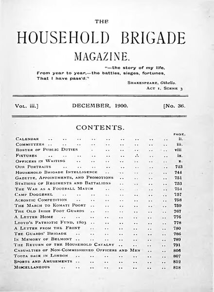 The Guards Magazine – December 1900 Cover
