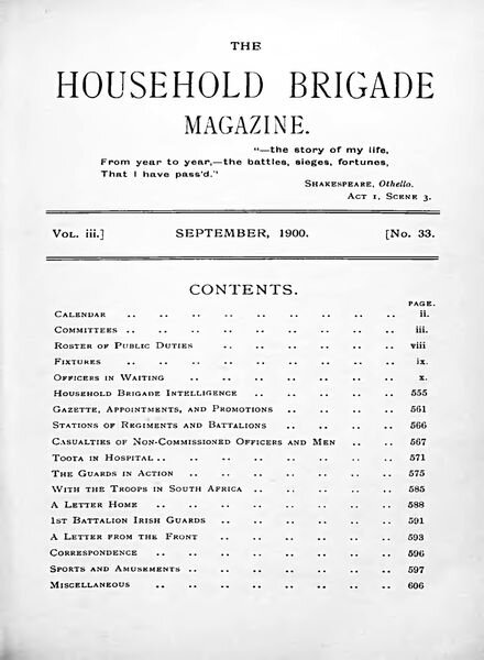 The Guards Magazine – September 1900 Cover
