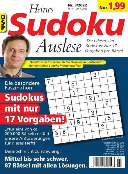Heines Sudoku Auslese – Nr 3 2022 Cover