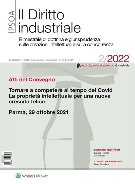 Il Diritto Industriale – Aprile 2022 Cover