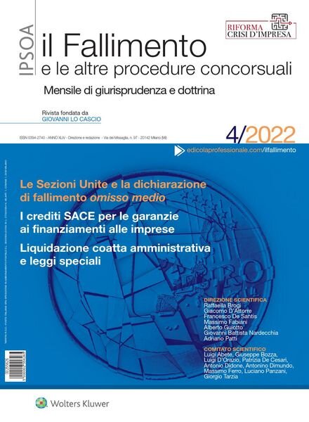 Il Fallimento – Aprile 2022 Cover