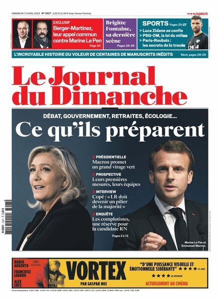 Le Journal du Dimanche – 17 avril 2022 Cover