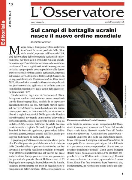 L’Osservatore – 26 marzo 2022 Cover