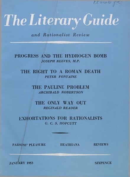 New Humanist – The Literary Guide January 1953 Cover