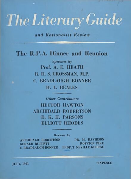 New Humanist – The Literary Guide July 1951 Cover