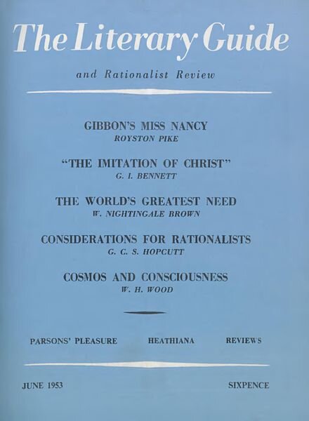 New Humanist – The Literary Guide June 1953 Cover
