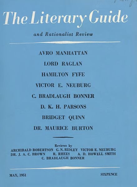 New Humanist – The Literary Guide May 1951 Cover