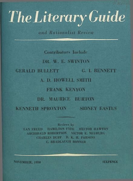 New Humanist – The Literary Guide November 1950 Cover