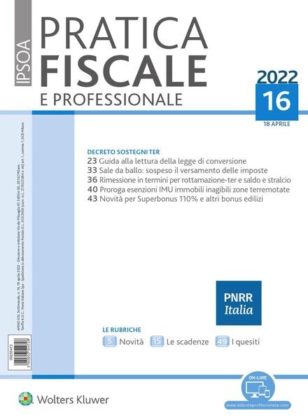 Pratica Fiscale e Professionale – 18 Aprile 2022 Cover