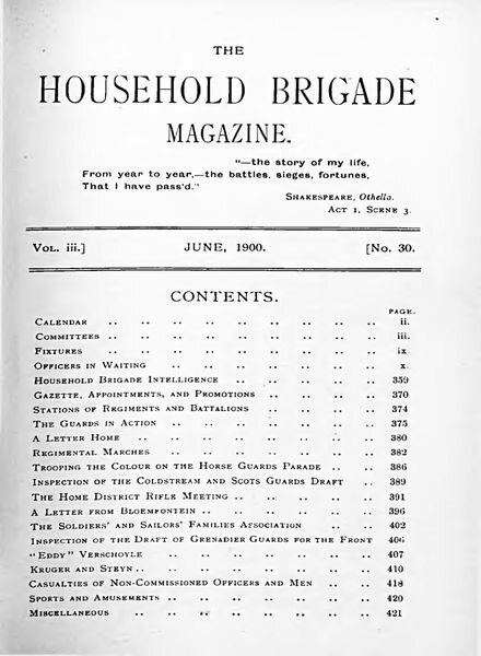 The Guards Magazine – June 1900 Cover
