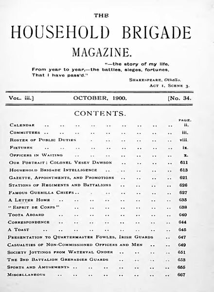 The Guards Magazine – October 1900 Cover