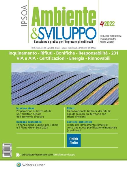 Ambiente & sviluppo – Aprile 2022 Cover