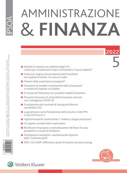 Amministrazione & Finanza – Maggio 2022 Cover