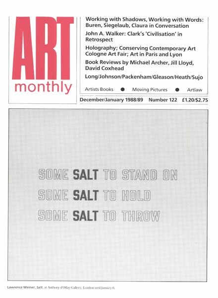 Art Monthly – December-January 1988-89 Cover
