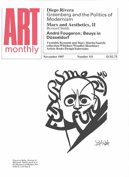 Art Monthly – November 1987 Cover