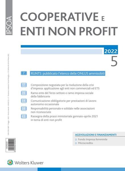 Cooperative e enti non profit – Maggio 2022 Cover