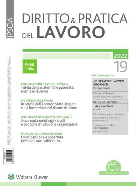 Diritto e Pratica del Lavoro – 14 Maggio 2022 Cover