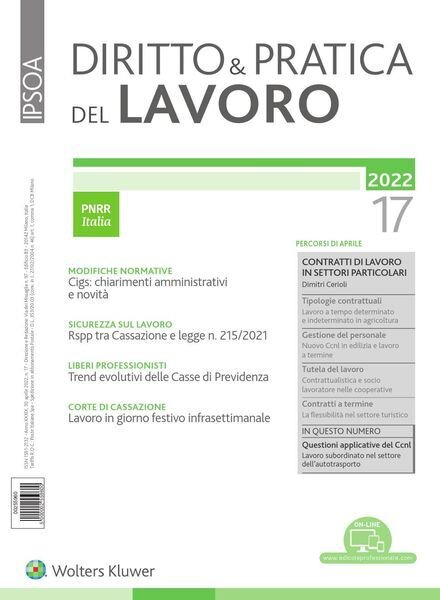 Diritto e Pratica del Lavoro – 30 Aprile 2022 Cover