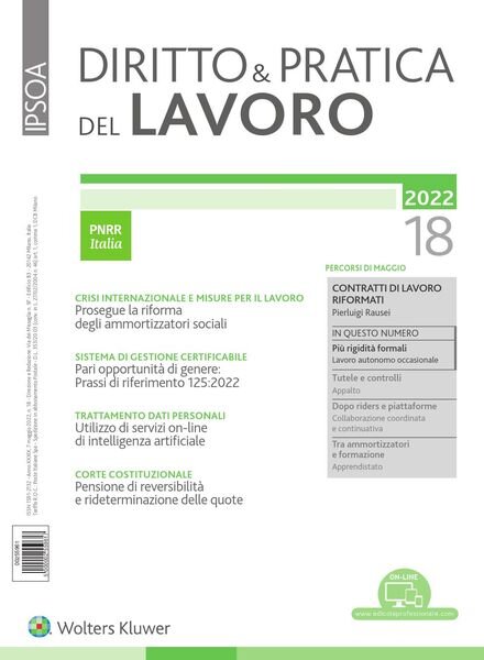 Diritto e Pratica del Lavoro – 7 Maggio 2022 Cover