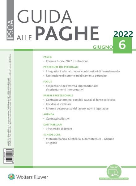 Guida alle paghe – Giugno 2022 Cover