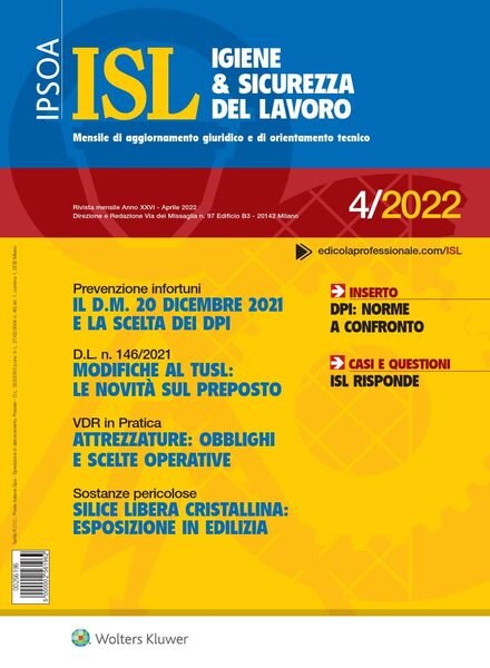 Igiene & Sicurezza del Lavoro – Aprile 2022 Cover