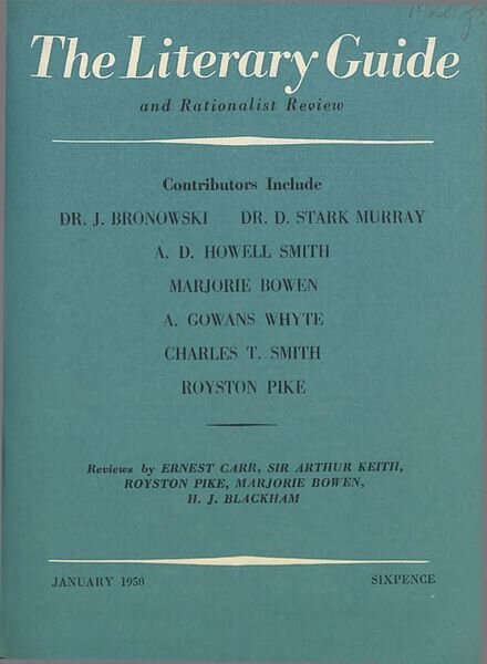 New Humanist – The Literary Guide January 1950 Cover