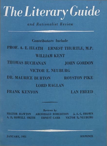 New Humanist – The Literary Guide January 1951 Cover