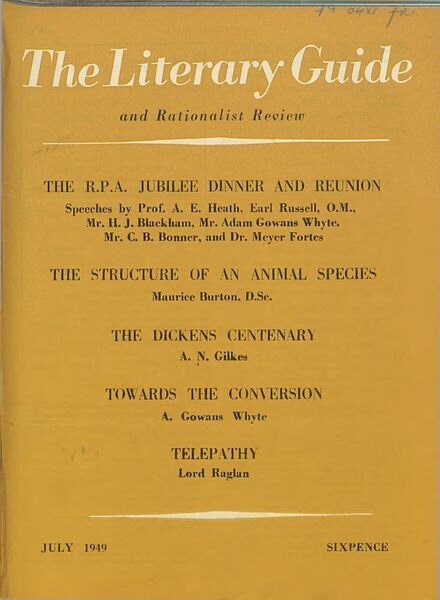 New Humanist – The Literary Guide July 1949 Cover