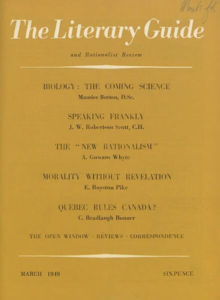 New Humanist – The Literary Guide March 1949 Cover