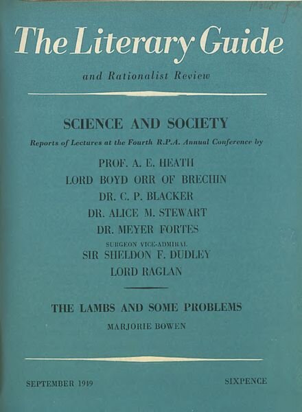 New Humanist – The Literary Guide September 1949 Cover