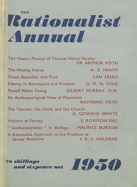 New Humanist – The Rationalist Annual 1950 Cover