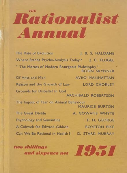New Humanist – The Rationalist Annual 1951 Cover