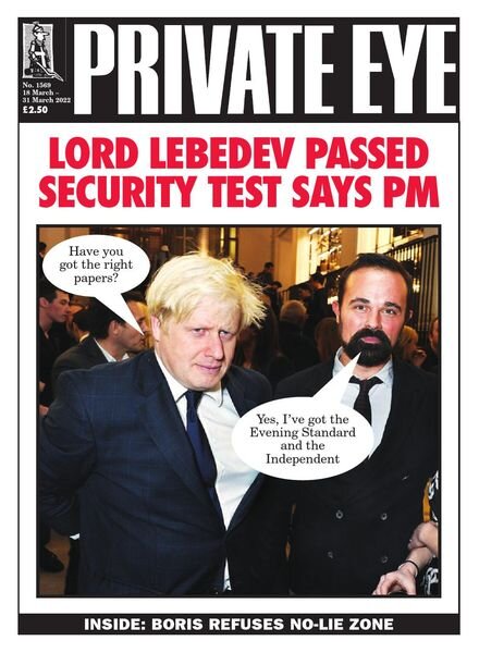 Private Eye Magazine – Issue 1569 – 18 March 2022 Cover