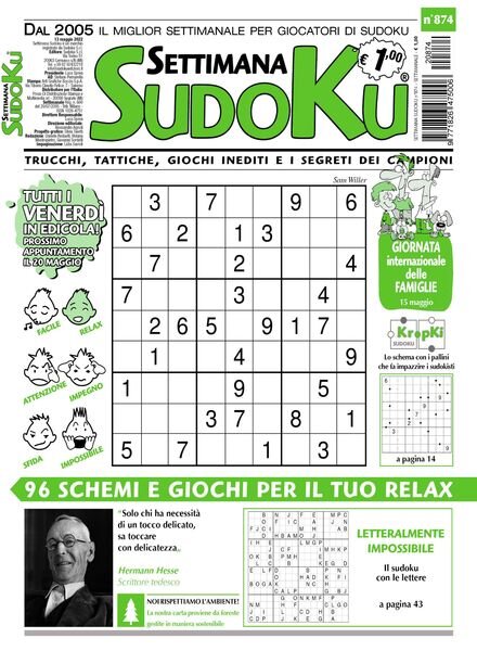 Settimana Sudoku – 11 maggio 2022 Cover