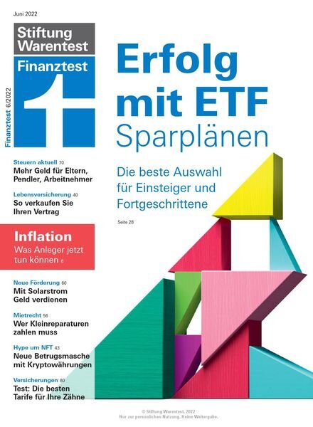 Stiftung Warentest Finanztest – Juni 2022 Cover
