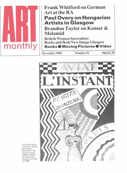Art Monthly – November 1985 Cover