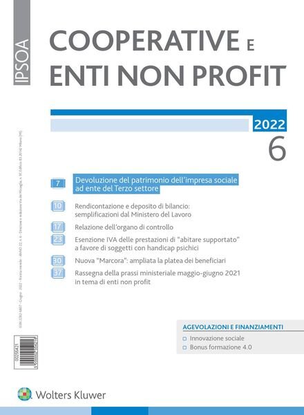 Cooperative e enti non profit – Giugno 2022 Cover