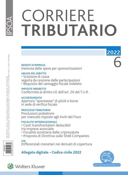 Corriere Tributario – Giugno 2022 Cover