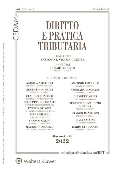 Diritto e Pratica Tributaria – Marzo-Aprile 2022 Cover