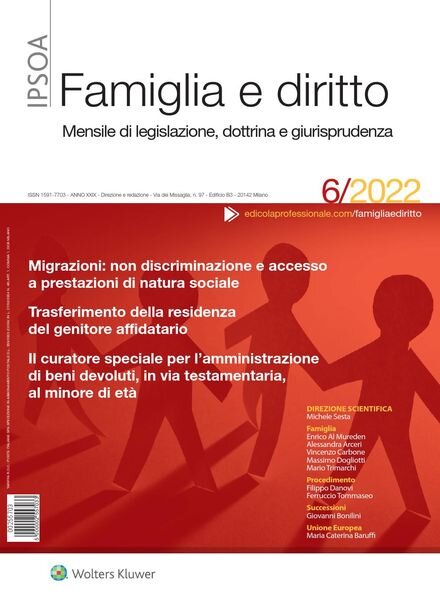 Famiglia e Diritto – Giugno 2022 Cover