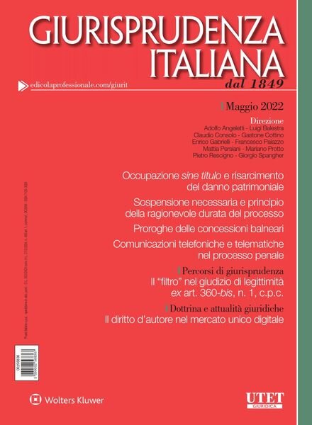 Giurisprudenza Italiana – Maggio 2022 Cover