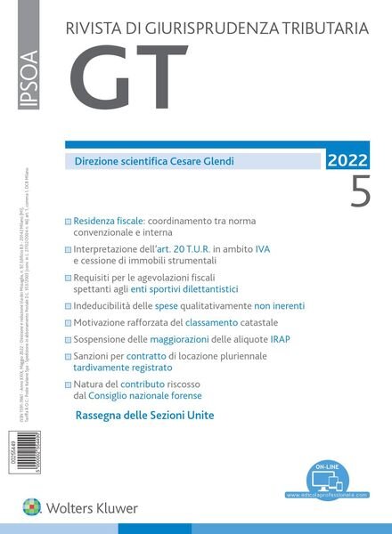 GT Rivista di Giurisprudenza Tributaria – Maggio 2022 Cover