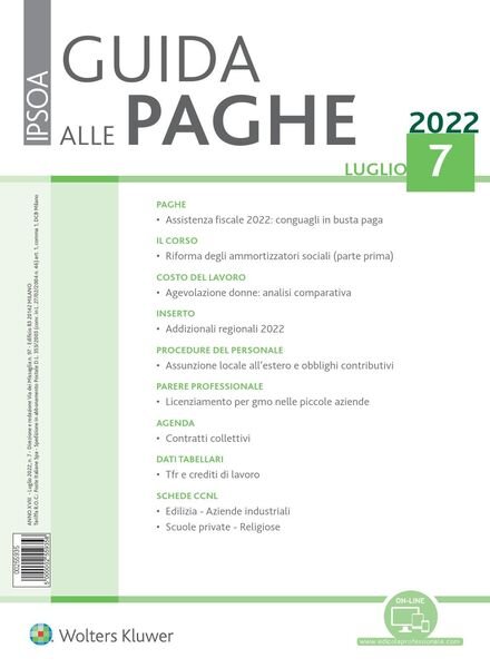 Guida alle paghe – Luglio 2022 Cover