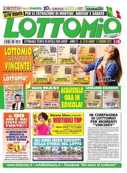 Lottomio del Lunedi – 13 Giugno 2022 Cover