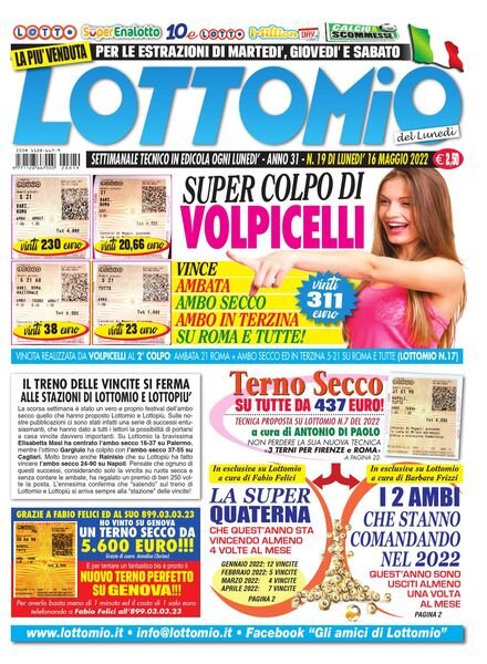 Lottomio del Lunedi – 16 Maggio 2022 Cover