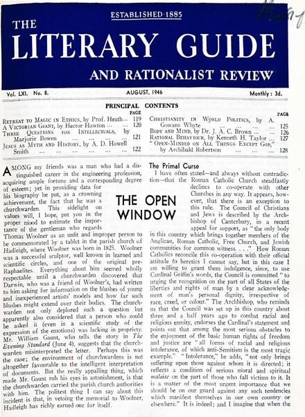 New Humanist – The Literary Guide August 1946 Cover