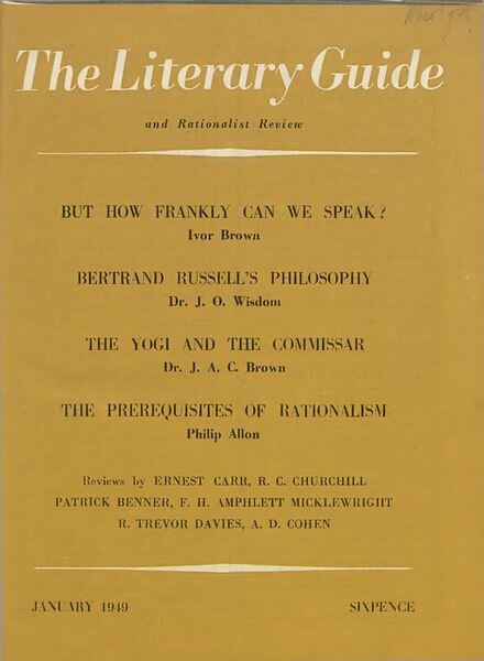 New Humanist – The Literary Guide January 1949 Cover