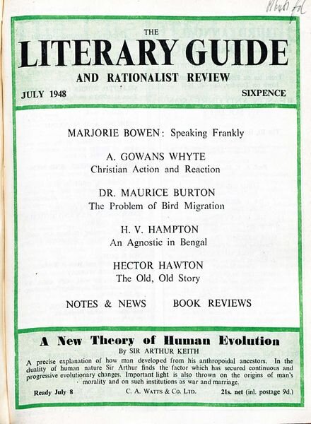 New Humanist – The Literary Guide July 1948 Cover