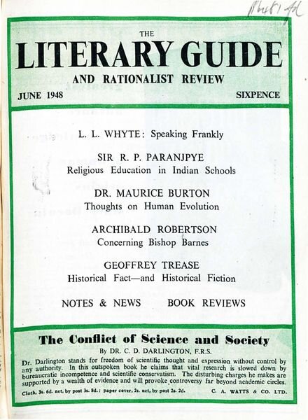 New Humanist – The Literary Guide June 1948 Cover