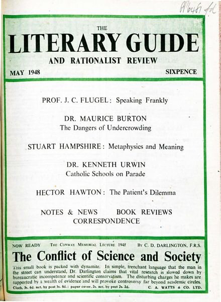 New Humanist – The Literary Guide May 1948 Cover